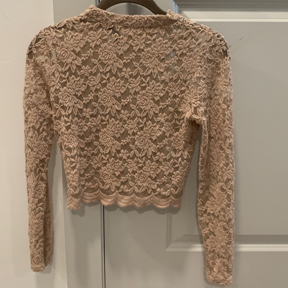 AMBIANCE - long sleeve tan/nude lace crop top, size S, in perfect condition - Picture 2 of 4